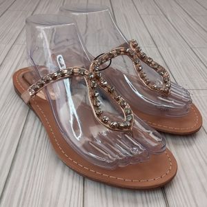 NEW Sbicca Metallic Jeweled Sandals